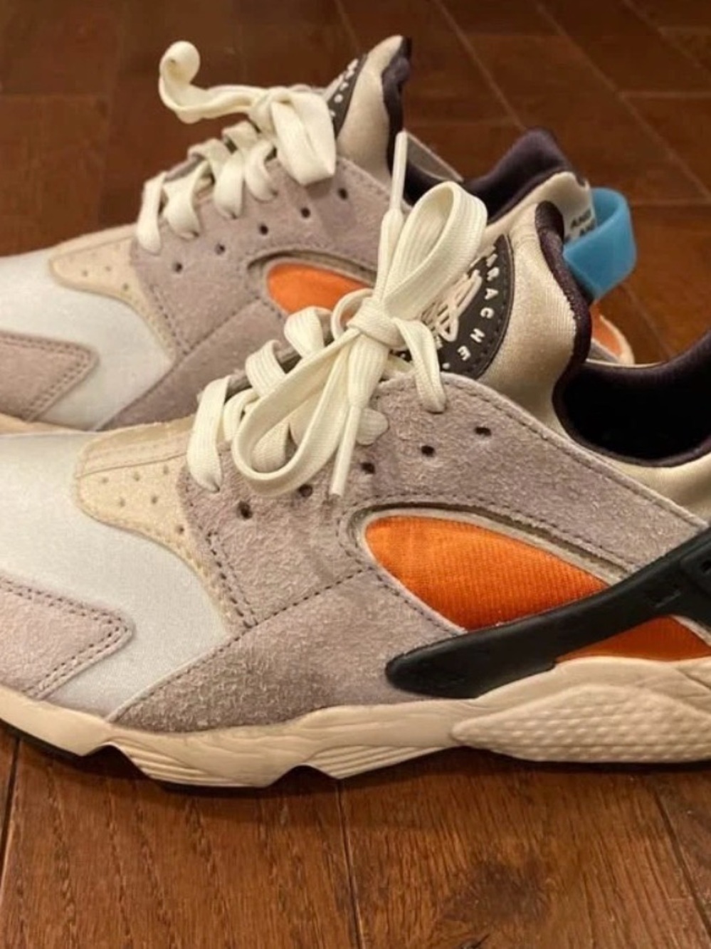 Nike Air Huarache Women's White, Beige, Orange & Blue Athletic Sneakers Gym Shoe